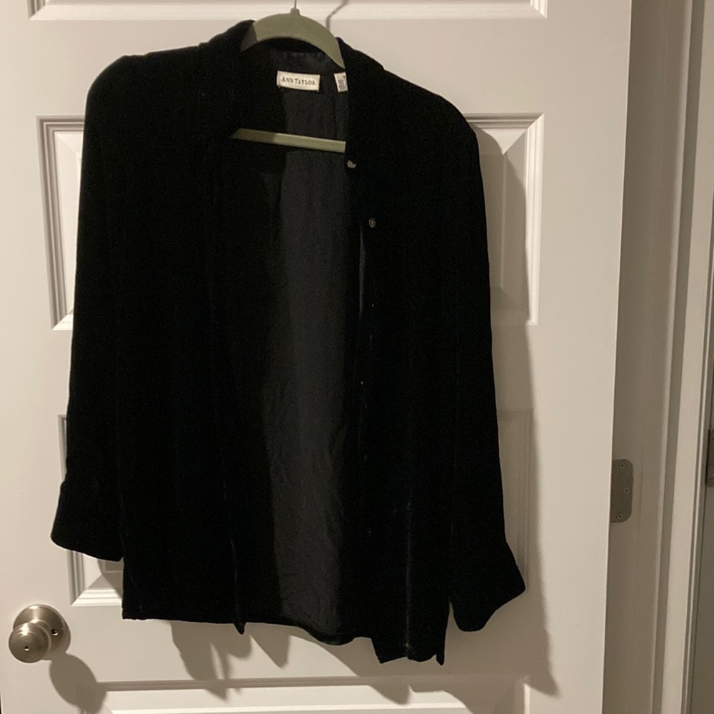 Black velvet button up